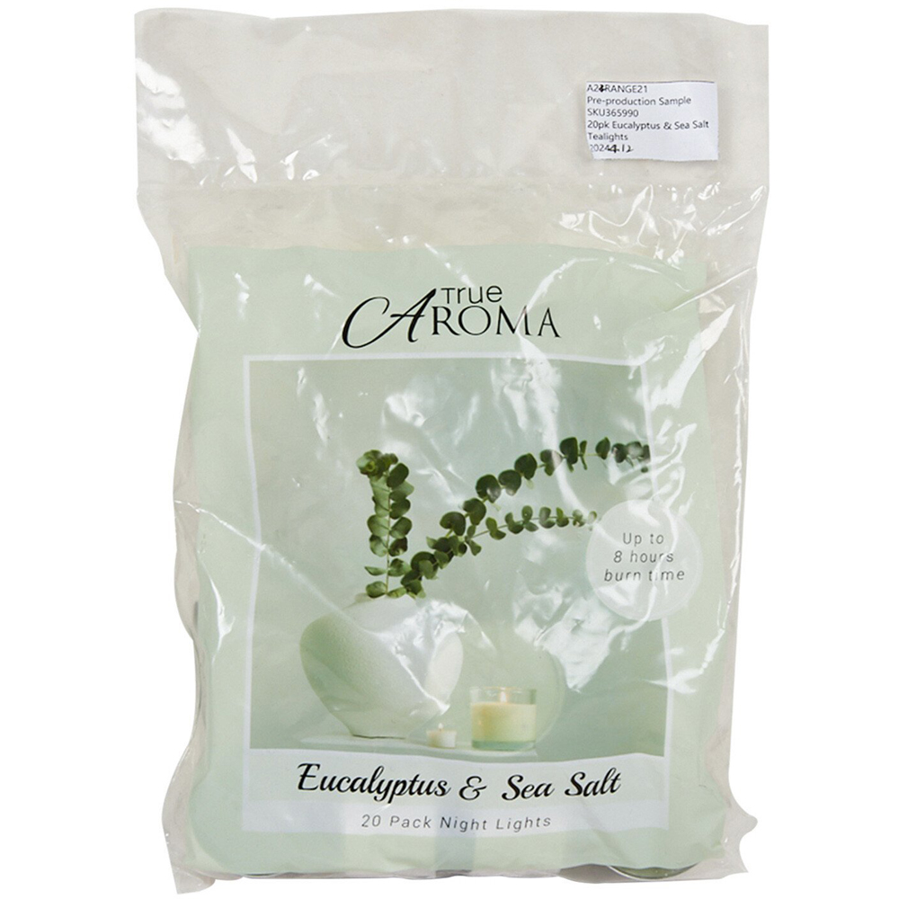 Pack of 20 Eucalyptus and Sea Salt Tealights - White Image