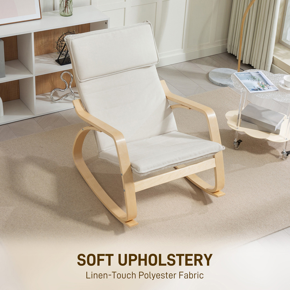 Portland Cream and White Rocking Chair with High Back Image 7