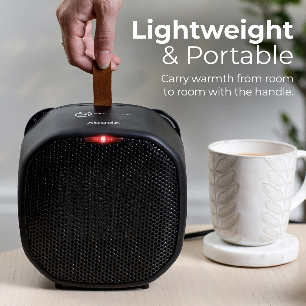 Abode ADTH1002B Black Compact Ceramic Heater with Faux Leather Handle 1400W Image 4