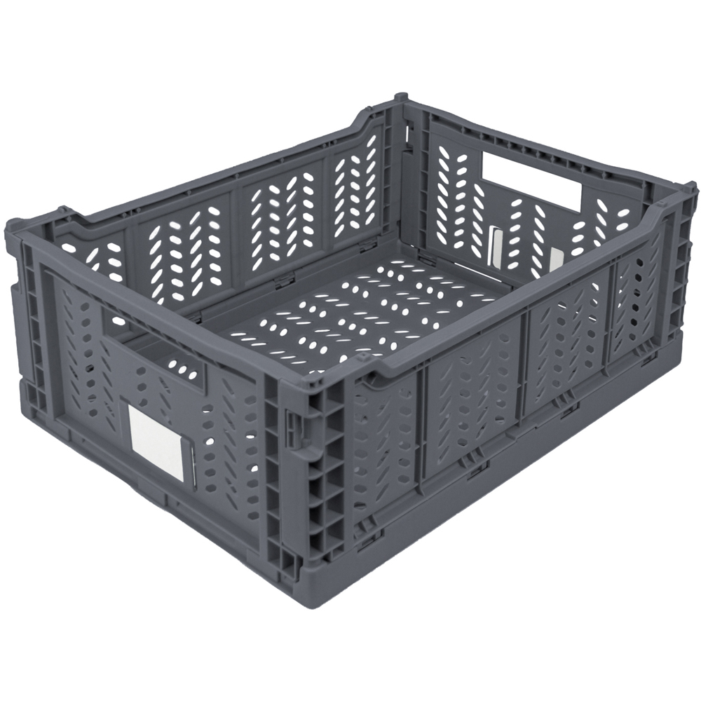 JVL Stackit Grey Foldable Storage Crate 14.5L 4 Pack Image 2