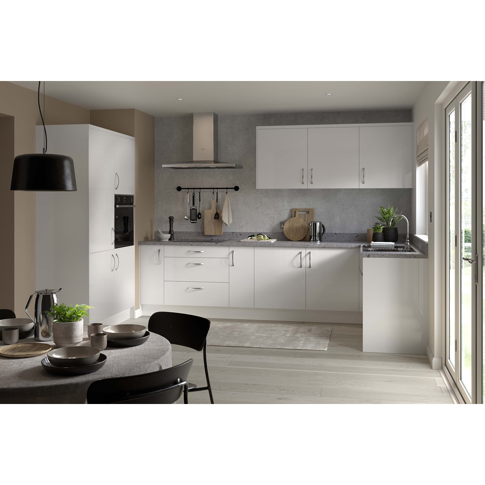 Kitchen Kit Slab Gloss Light Grey 3 Drawer Base Kitchen Cabinet Flatpack 500mm Image 2
