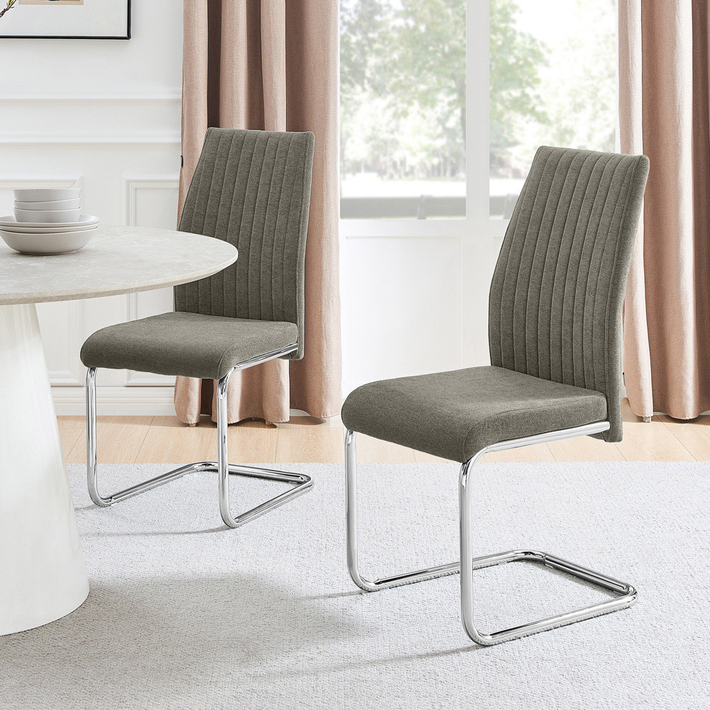 Furniturebox Fontana Set of 2 Grey and Silver Dining Chair Image 8