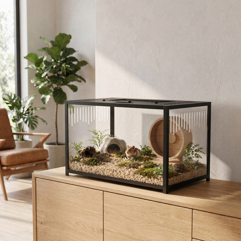PawHut Black Chewproof Metal Hamster Cage with Deep Base and Openable Top Image 4