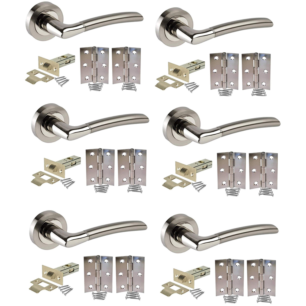 Golden Grace Dual Finish Indiana Door Handles Set 6 Pack Image 1