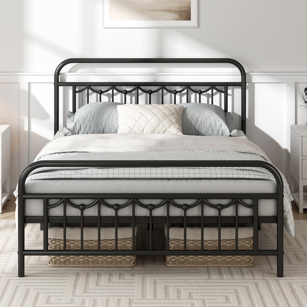 Brooklyn Frankie King Size Black Metal Bed Frame with Headboard and Footboard Image 4