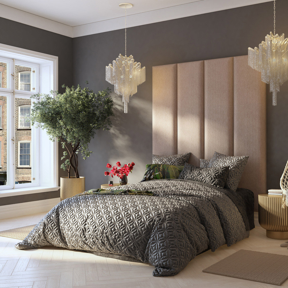 Aspire Furniture Llewelyn-Bowen Luxury Natural Saxon Twill Wall Mounted Headboard 45cm Image 8