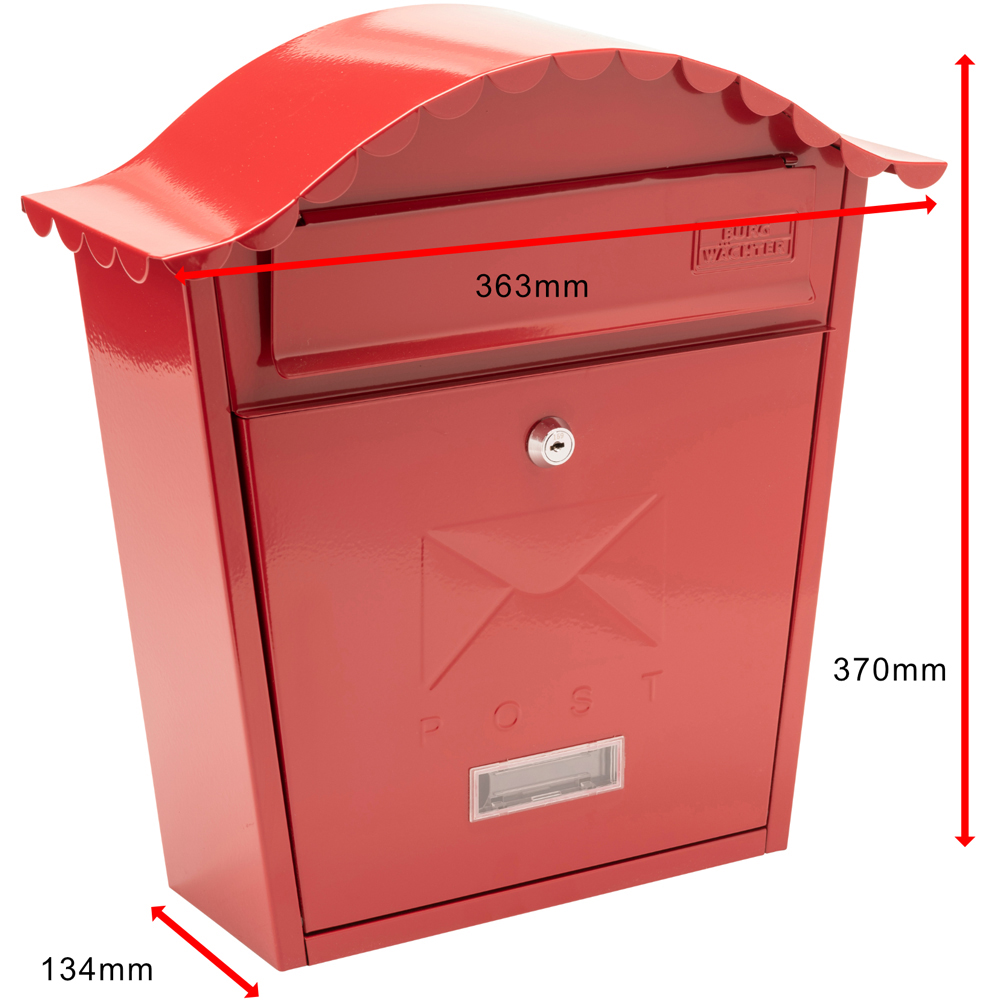 Burg-Wachter Classic Red Wall Mounted Galvanised Steel Post Box Image 5