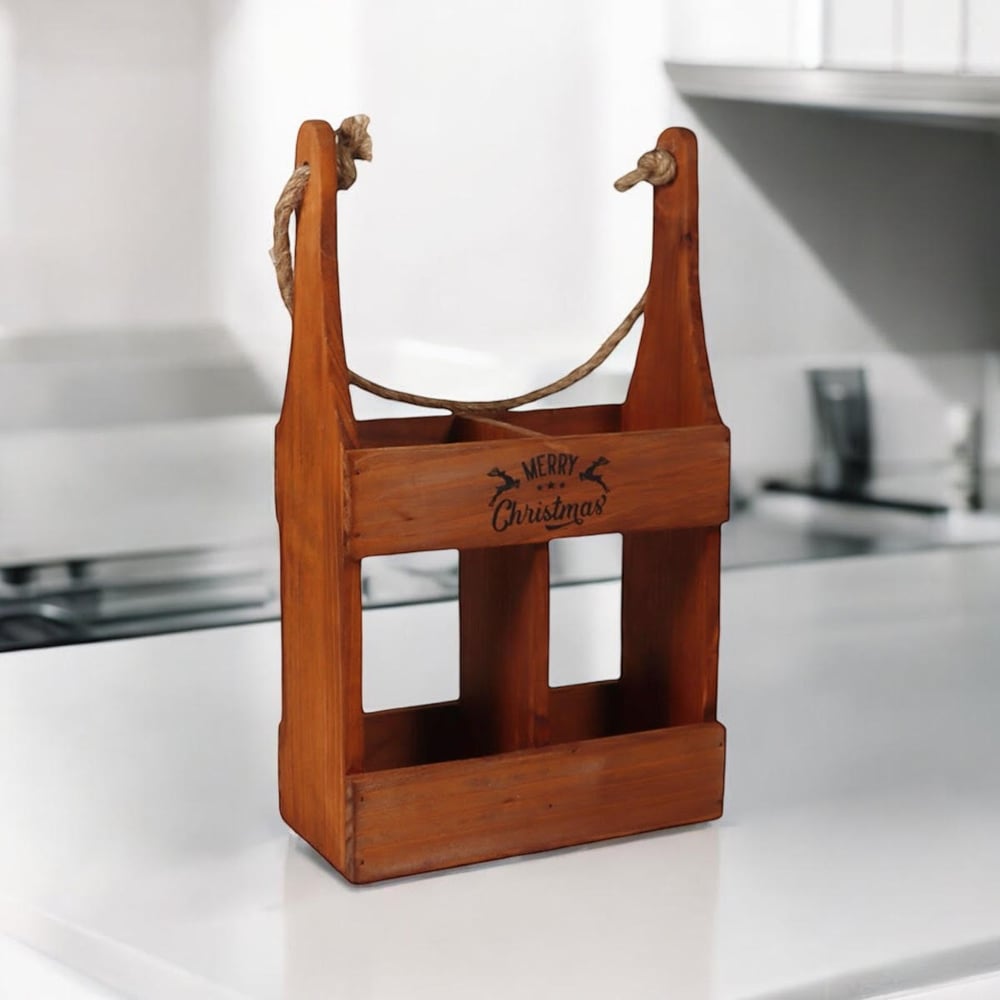 Acacia Home 2 Bottle Wooden Wine Holder 39cm Image 2