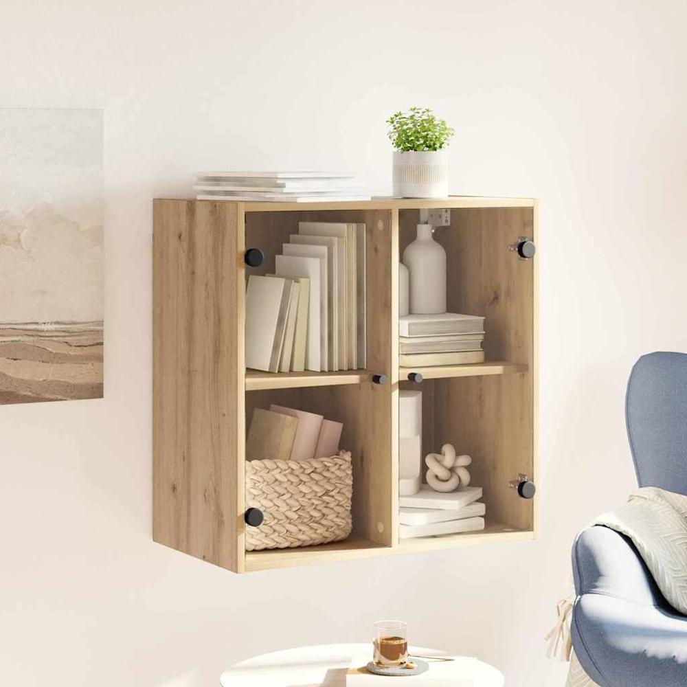vidaXL 2 Glass Door Artisan Oak Wall Cabinet Image 9