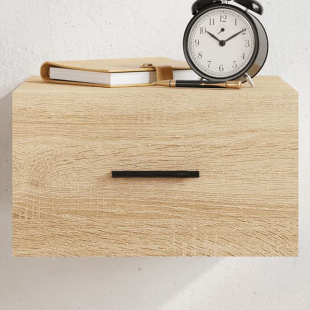 vidaXL Single Door Sonoma Oak Wall Mounted Bedside Cabinet Image 1