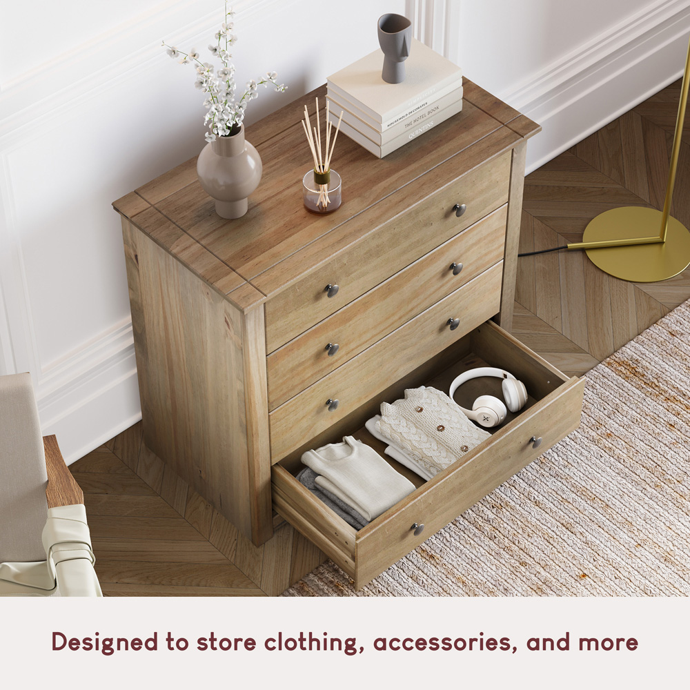 Vida Designs 4 Drawer Panama Pine Chest of Drawers Image 5