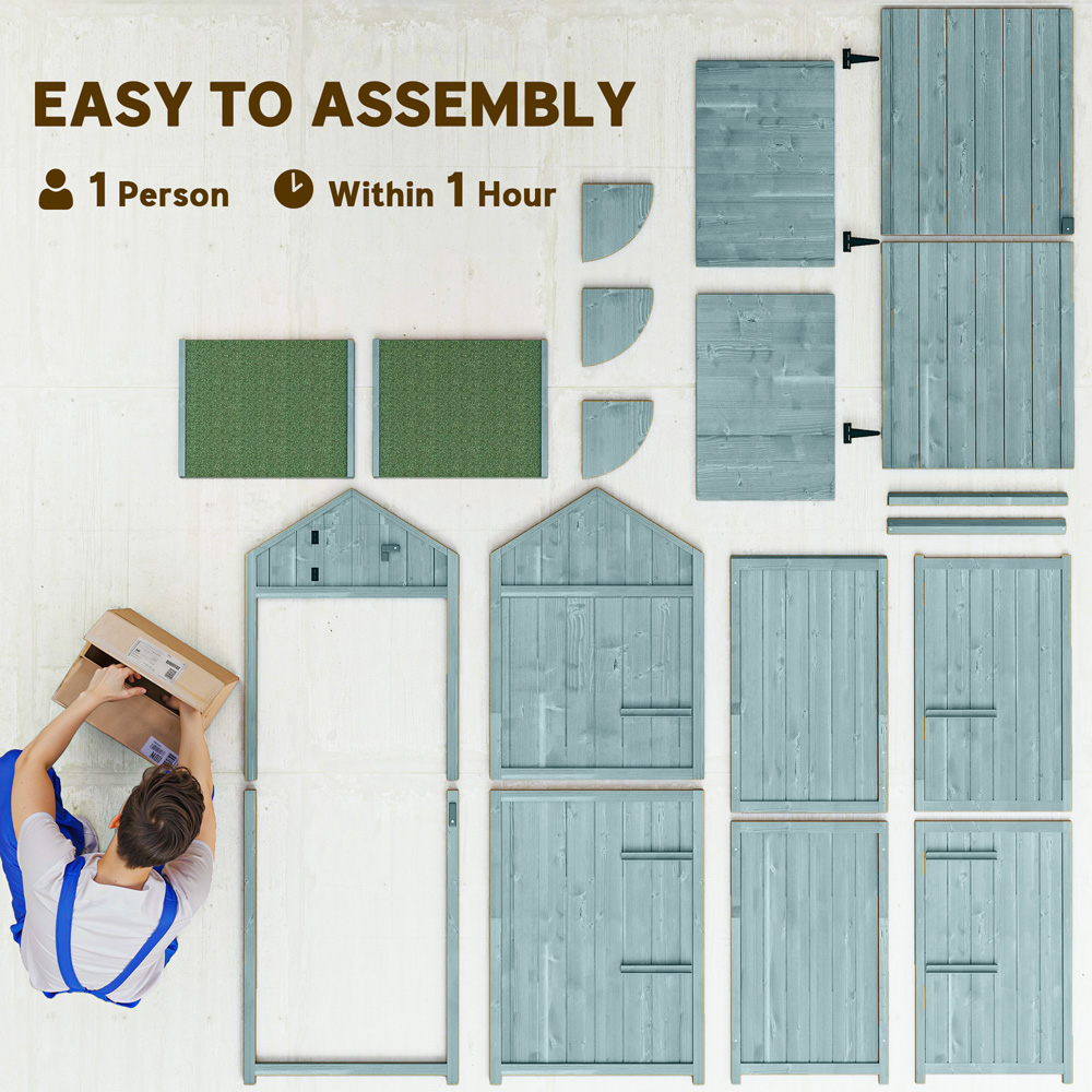 Outsunny 2.5 x 1.8ft Blue Wooden Garden Tool House Shed Image 7