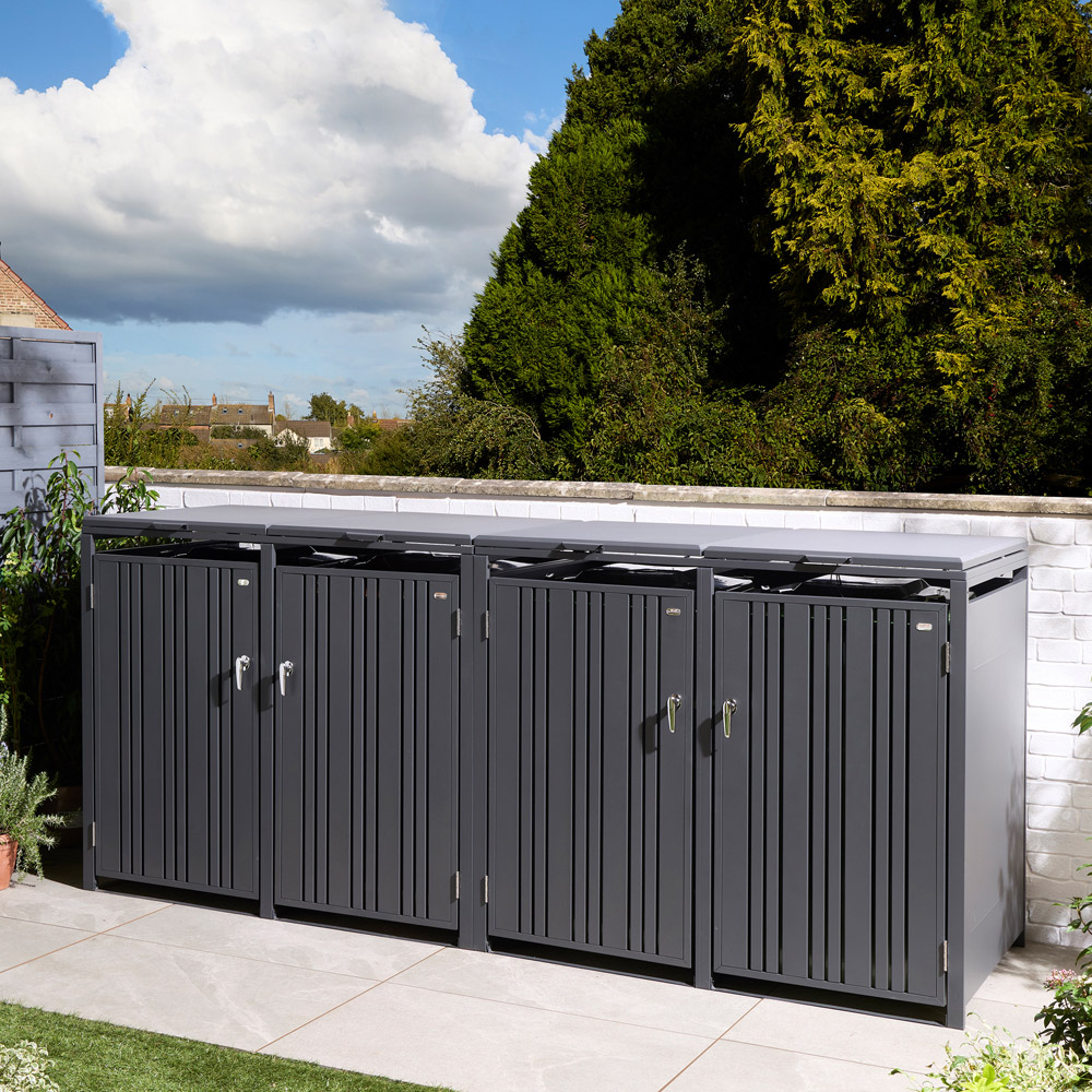 Rowlinson Wimbledon Anthracite 4 Wheelie Bin Store Image 3