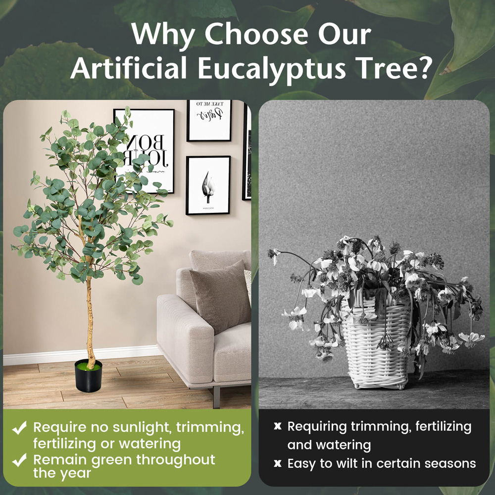 Costway Eucalyptus Artificial Tree In Pot 165cm Image 8