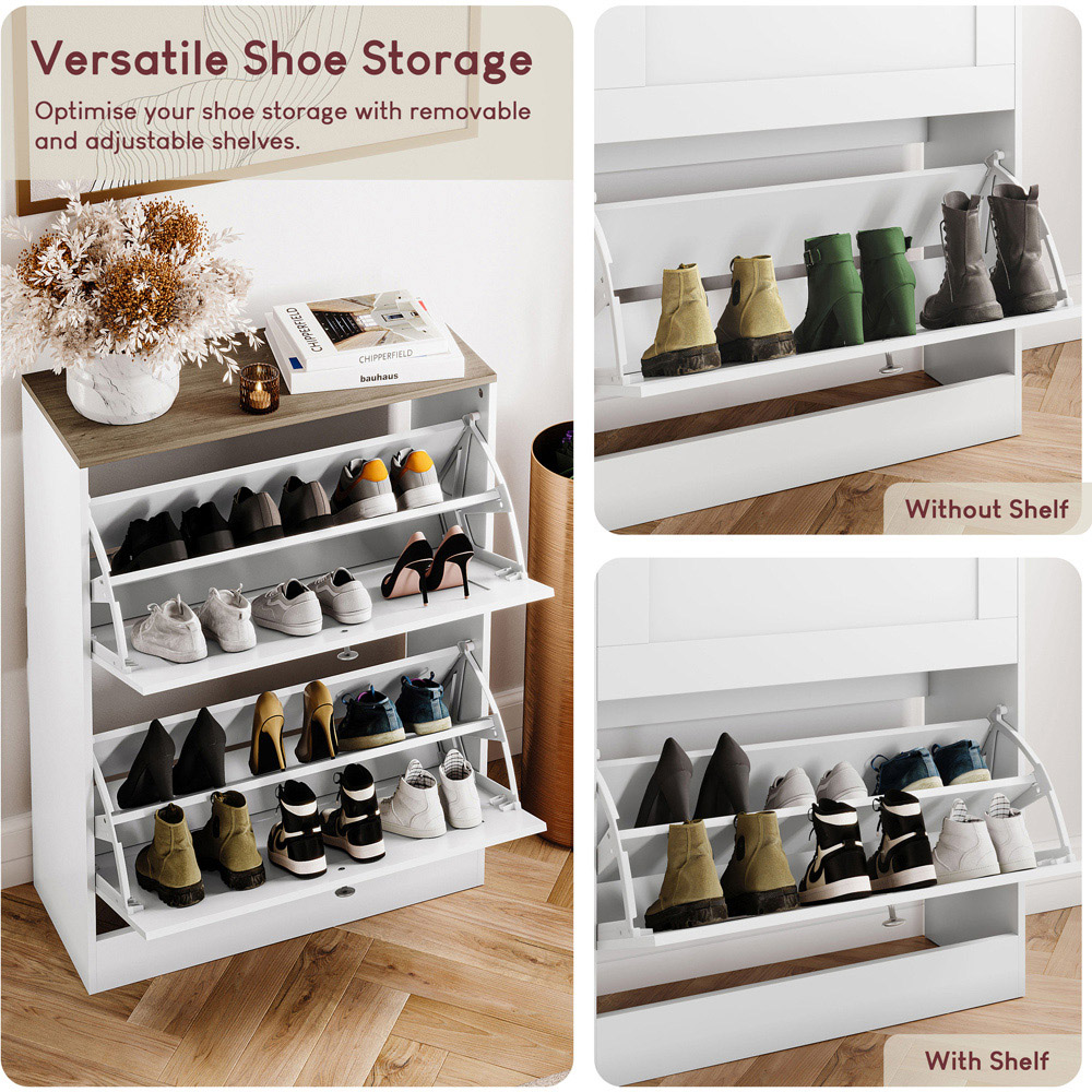 VIDA DESIGNS 2 Drawer White and Oak Effect Shoe Cabinet Image 6