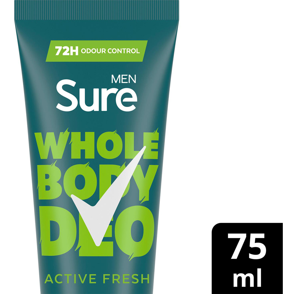 Sure Men 72H Odour Control Whole Body Active Fresh Deodorant Cream 75ml 6 Pack Image 4