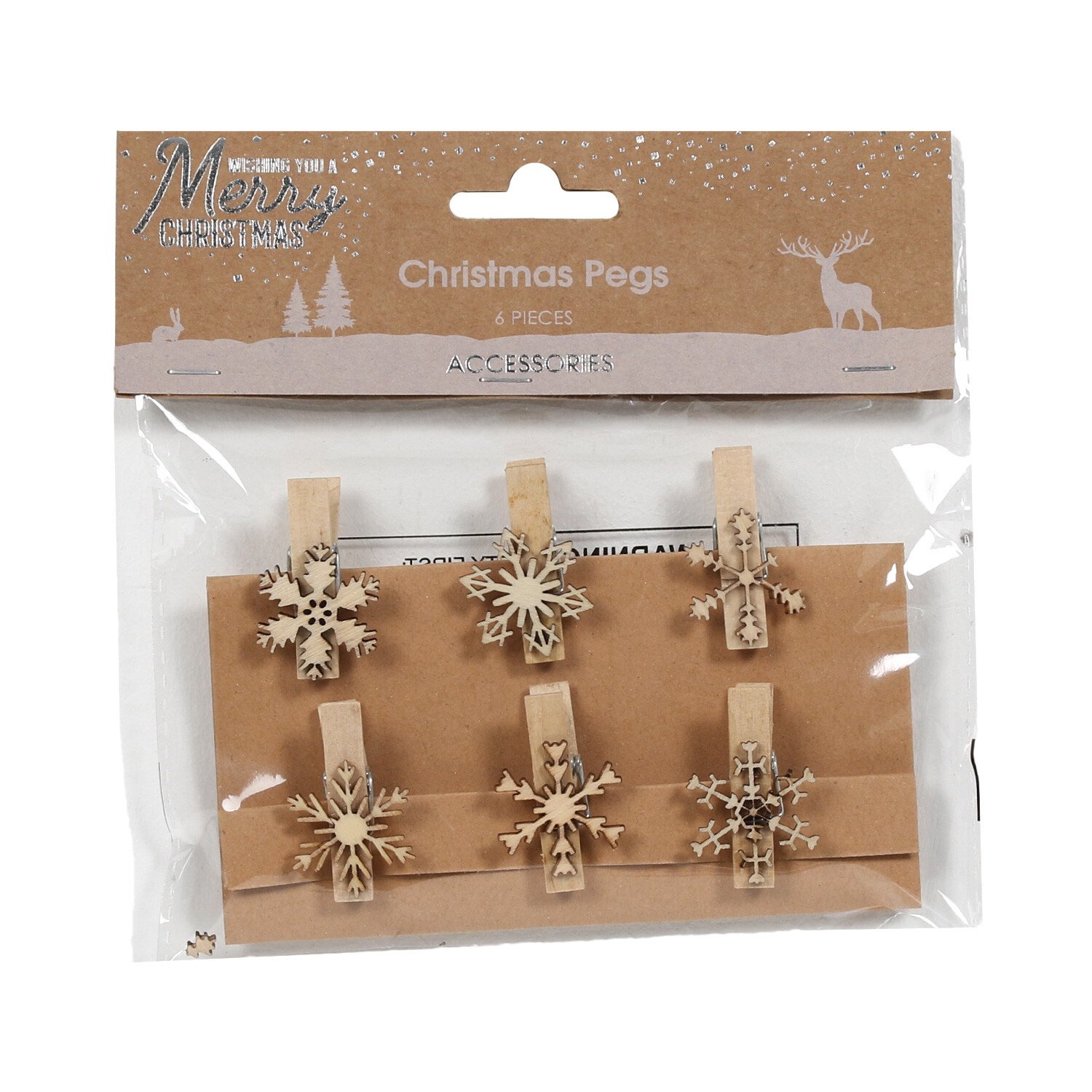 Wooden Snowflake Pegs Image