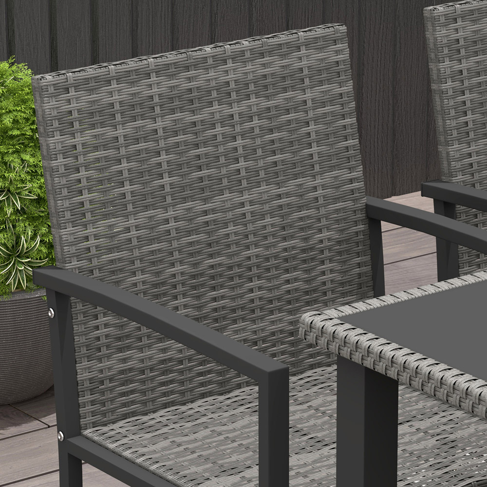 Outsunny Rattan 4 Seater Dining Set Grey Image 3