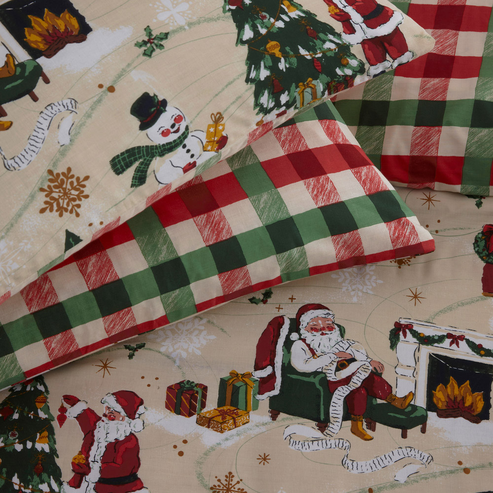furn. Single Multicolour Jolly Santa Christmas Duvet Cover Set Image 2