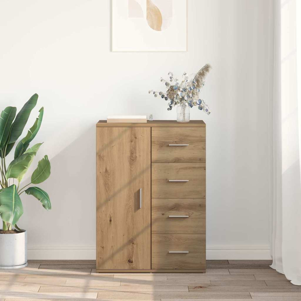 vidaXL Single Door 4 Drawer Artisan Oak Sideboard Image 4