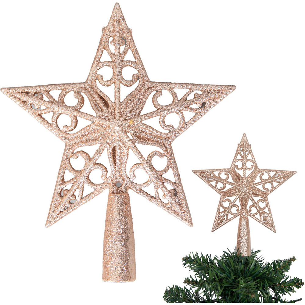 Shatchi Rose Gold Glitter Star Tree Topper Image 3