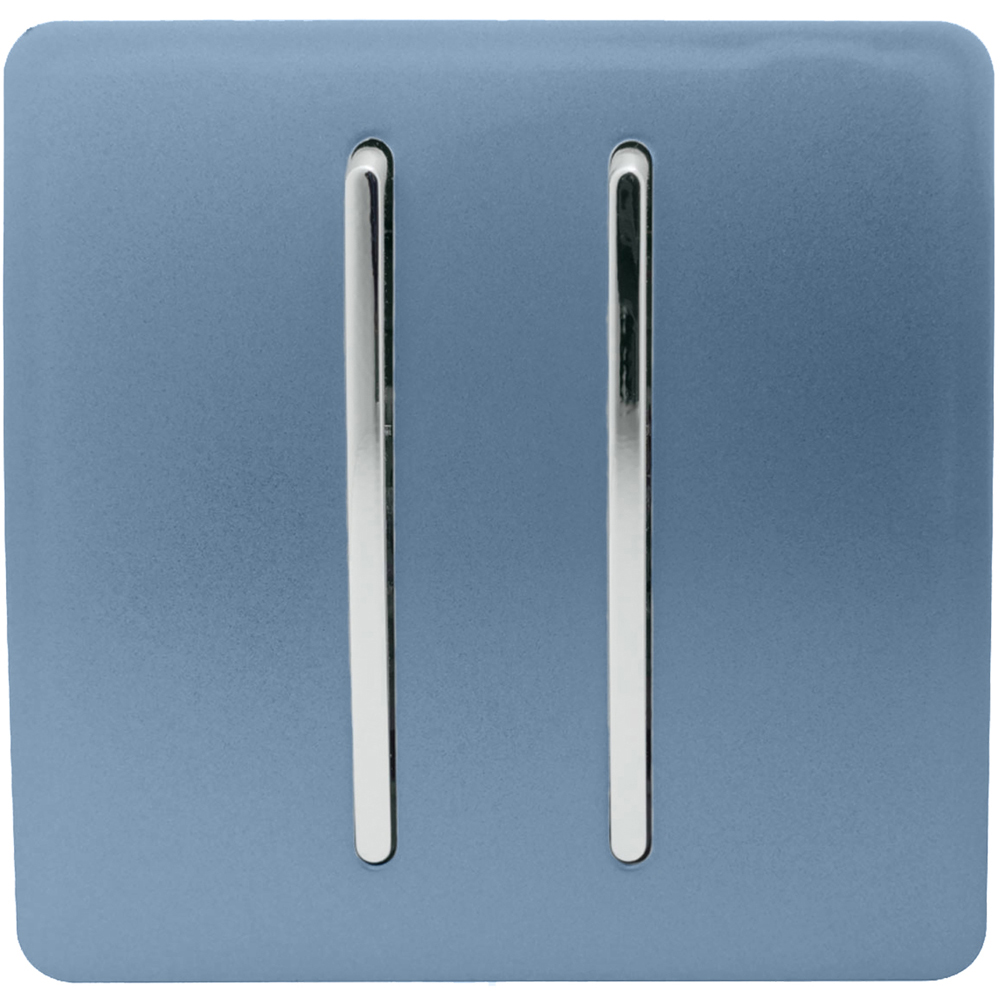 Trendi Switch 2 Gang 10amp Intermediate Sky Blue Rocker Light Switch Image 1