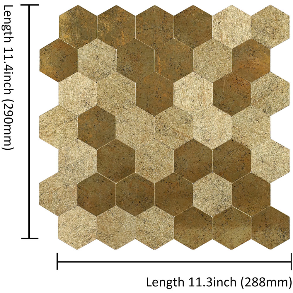 Birtwell Large Luxe Gold Hexastyle Aluminium Peel and Stick Wall Tile 290 x 288mm Image 9