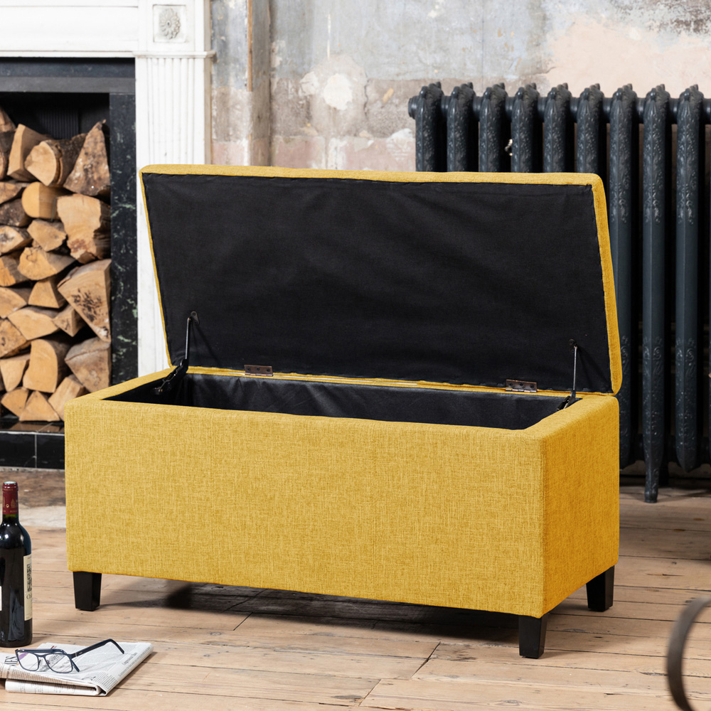 Artemis Home Henbury Yellow Fabric Storage Ottoman Image 2