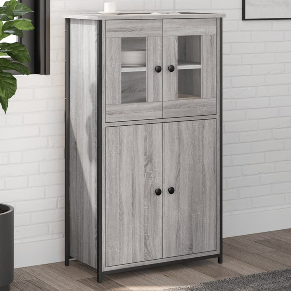 vidaXL 4 Door Grey Sonoma Highboard Image 1