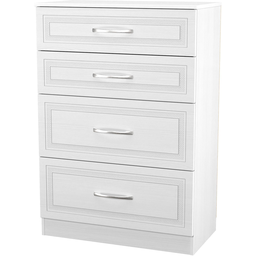 Crowndale Dorset 4 Drawer Signature White Deep Chest of Drawers Ready Assembled Image 4