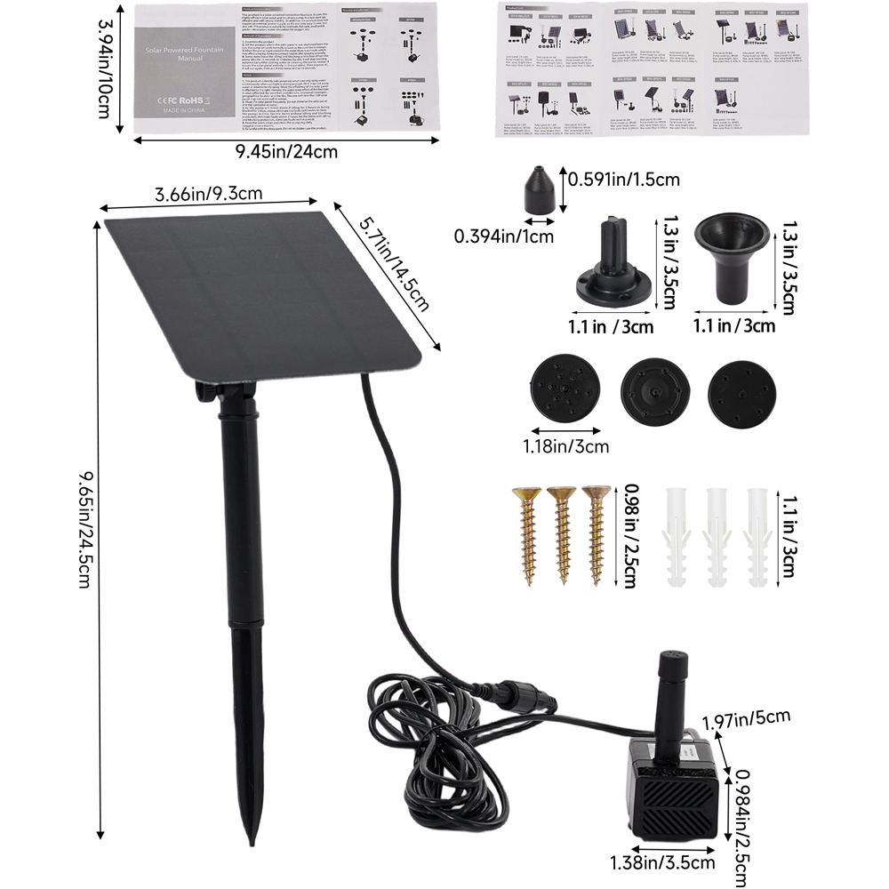 Living and Home 2.5W Solar-Powered Fountain Pump with 6 Spray Heads Image 6