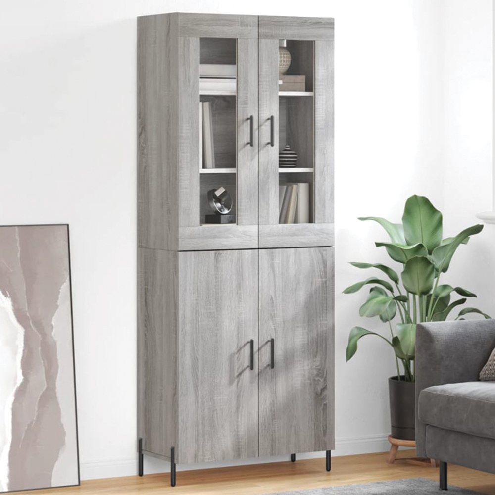 vidaXL 4 Door Grey Sonoma Highboard Image 1