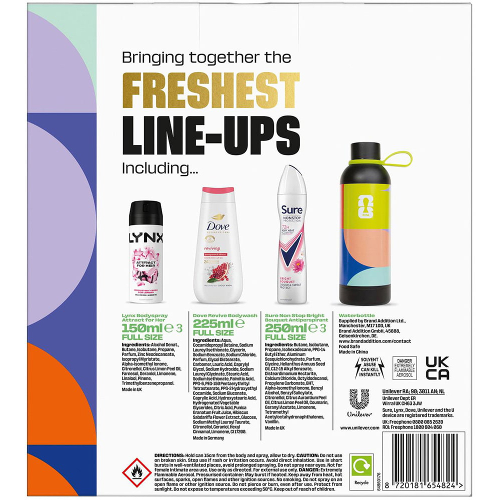 Sure FIFA Freshest Line-Ups Bodywash and Bodyspray with Water Bottle Gift Set for Her 4 Pack Image 7