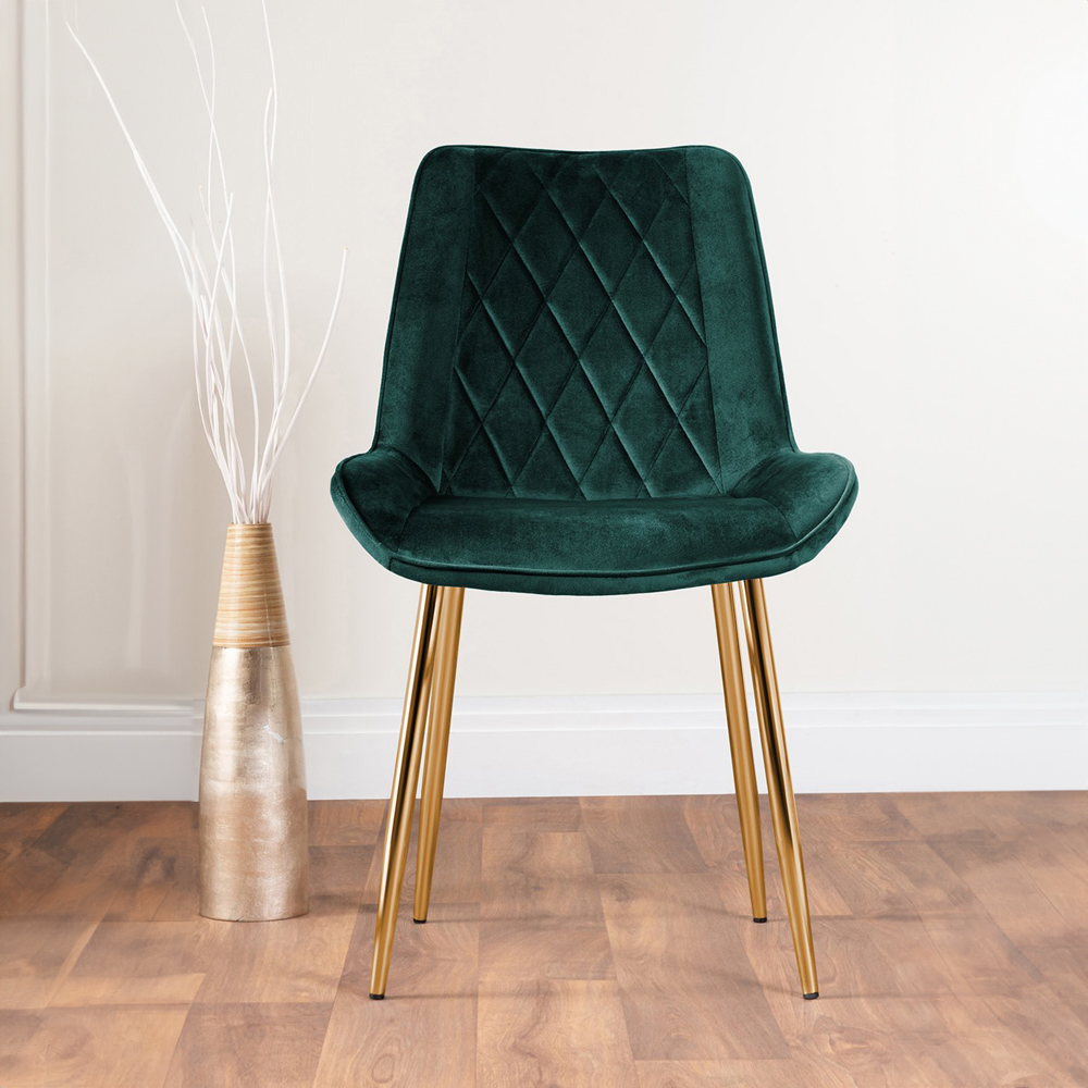 Furniturebox Arona Cesano 6 Seater Round Dining Set Green and Gold Image 3