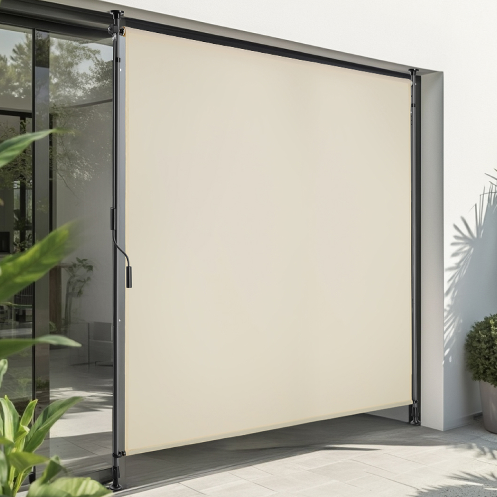 tectake Taija Beige Retractable Awning with Hand Crank 3.1 x 1.58m Image 1