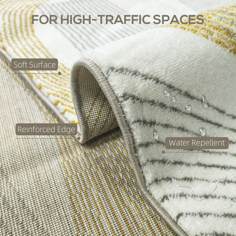 HOMCOM Cream White Flowing Lines Allergy Friendly Rug 230 x 160cm Image 5