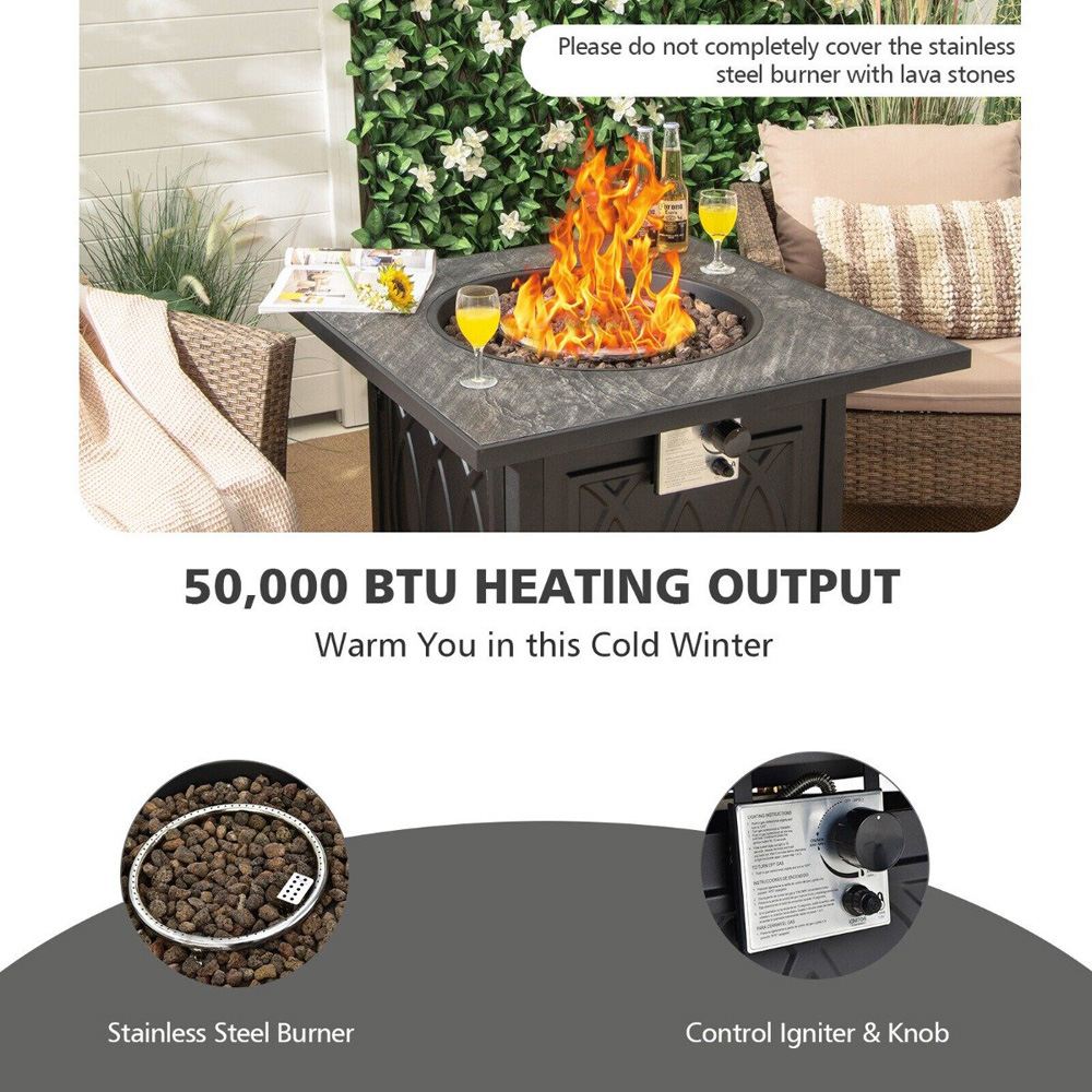 Costway 50000 BTU Black Propane Fire Pit Table Image 6