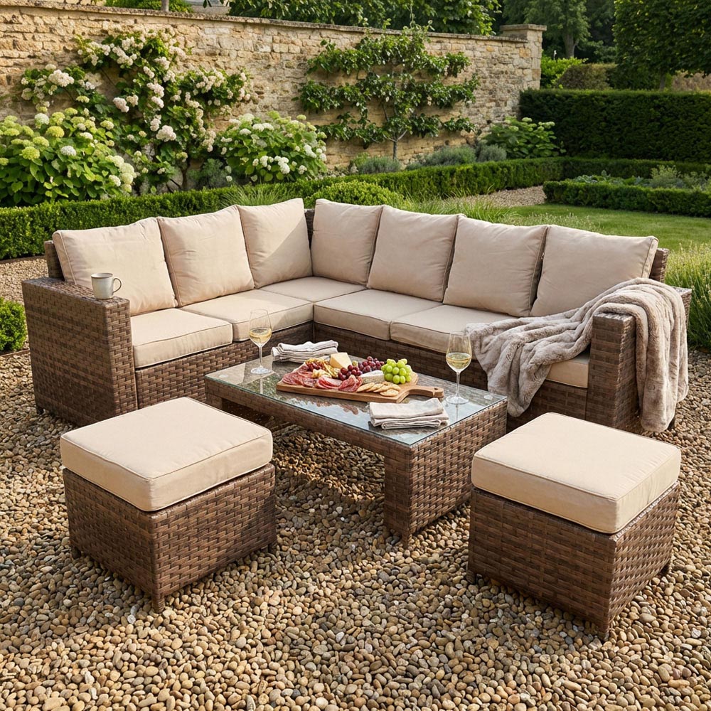 Light Brown Carolina Rectangle Table Conversation Set | Wilko