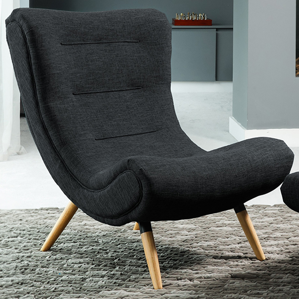 Artemis Home Madelia Black Accent Chair with Footstool Image 3