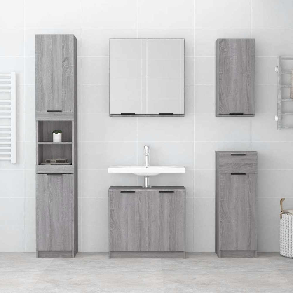 vidaXL 2 Door Grey Sonoma Bathroom Cabinet Image 9