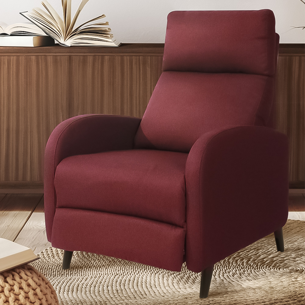 Brooklyn Red Linen Upholstered Manual Recliner Chair Image 1