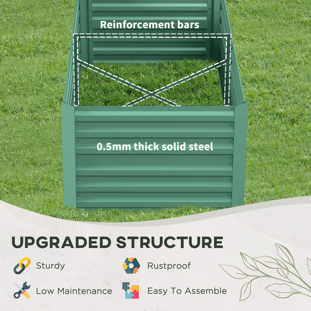 Outsunny Galvanised Steel Light Green Outdoor Raised Bed with Reinforced Rod 59 x 180 x 90cm Image 8
