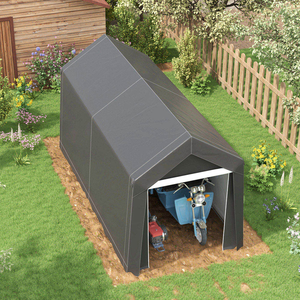 Outsunny 6.88 x 11.81ft Dark Grey Portable Shed Image 3