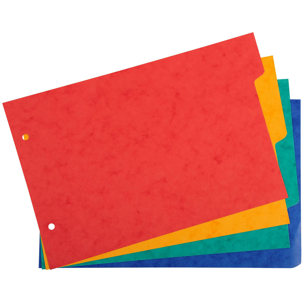 Exacompta Assorted Colour Pressboard 4 Tab Divider 14.8 x 21cm 10 Pack Image 2