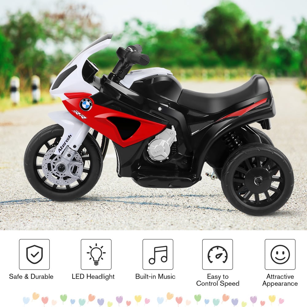 Costway Kids Red Ride On Motorcycle with Training Wheels and Headlight 6V Image 6