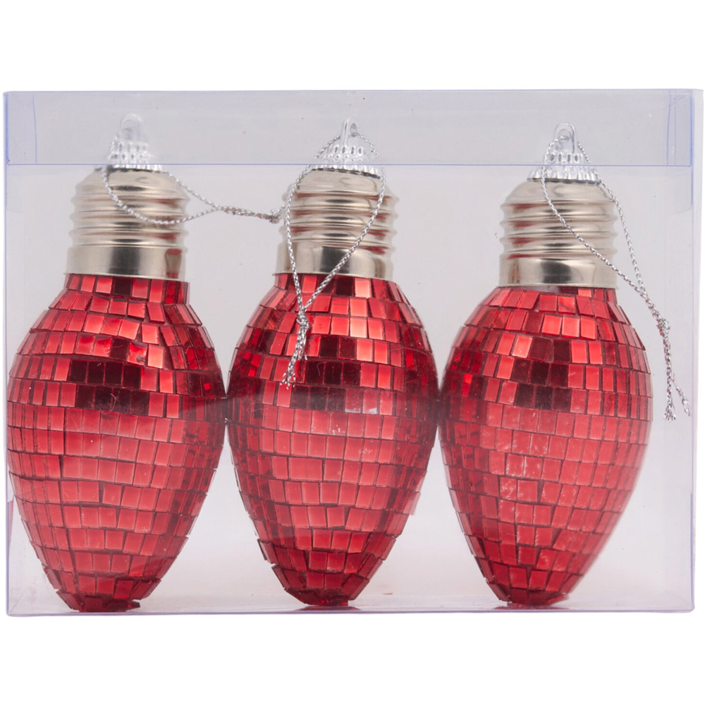 Set of 3 Disco Bulbs Decoration Red Image 1