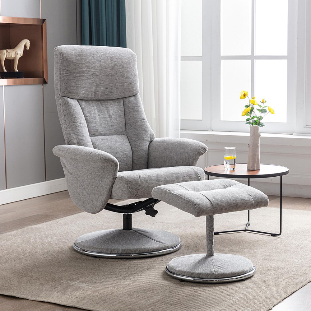 Madrid Grey Fabric Swivel TV Chair with Footrest Image 7