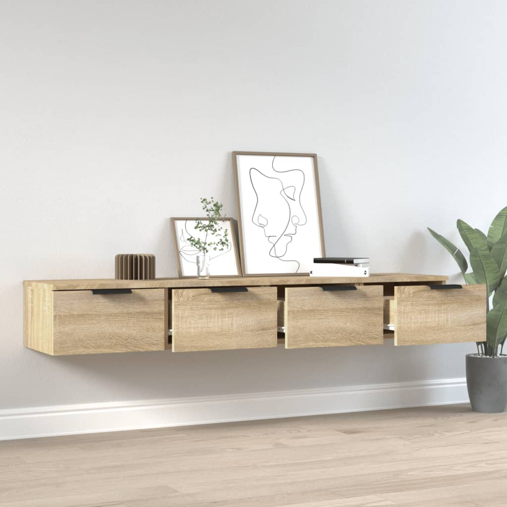 vidaXL 2 Drawer Sonoma Oak Wall Cabinet Set of 2 Image 1