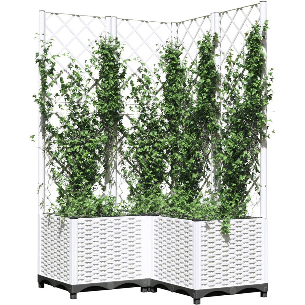 vidaXL White Plastic Garden Planter with Trellis 136 x 80 x 80cm Image 2