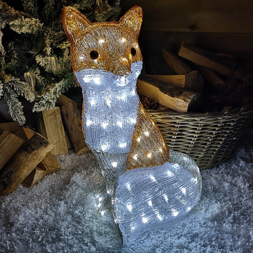 Samuel Alexander Acrylic Fox Snowman Ice White LED Outdoor Christmas Decoration Image 1
